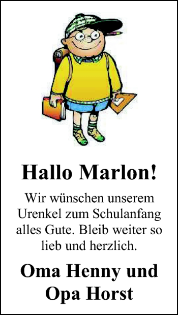 Glückwunschanzeige von Marlon  von Nordwest-Zeitung