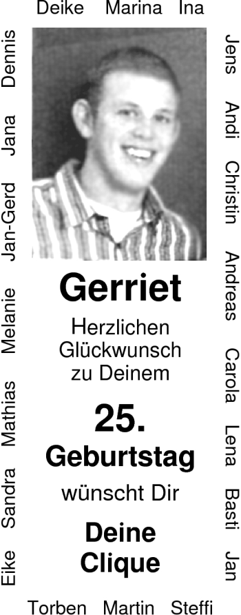 Glückwunschanzeige von Gerriet  von Nordwest-Zeitung