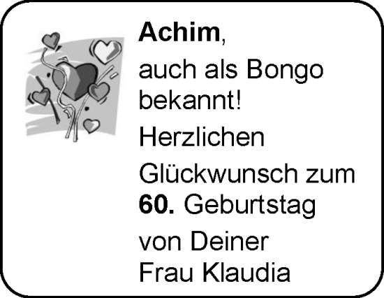 Glückwunschanzeige von Achim  von EZ