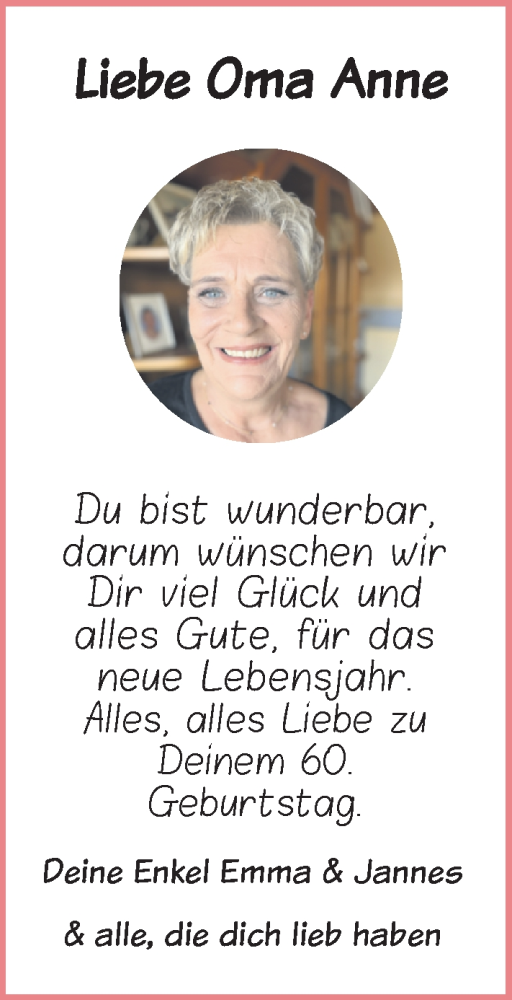 Glückwunschanzeige von Anne-Marie Coordes von BM