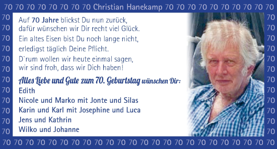 Glückwunschanzeige von Christian Hanekamp von BM