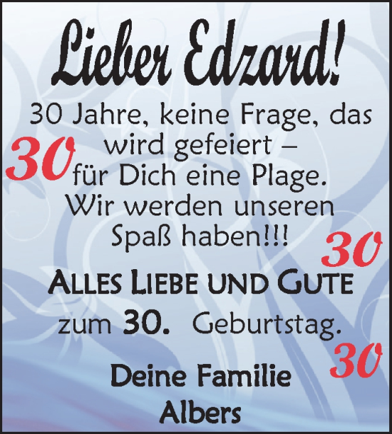 Glückwunschanzeige von Edzard  von EZ