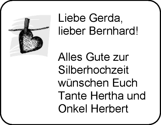 Glückwunschanzeige von Gerda und Bernhard  von EZ