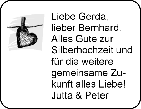 Glückwunschanzeige von Gerda und Bernhard  von EZ