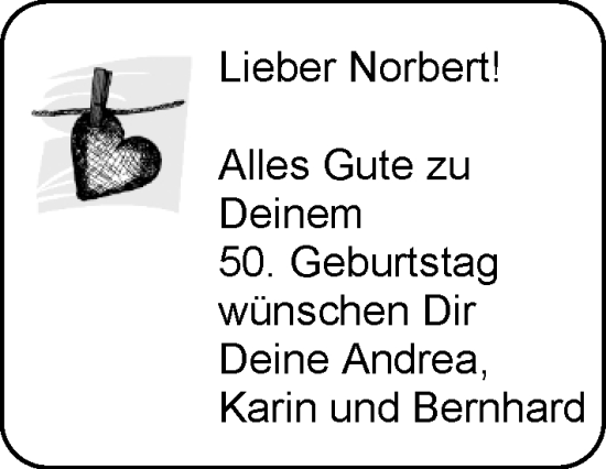 Glückwunschanzeige von Norbert  von EZ