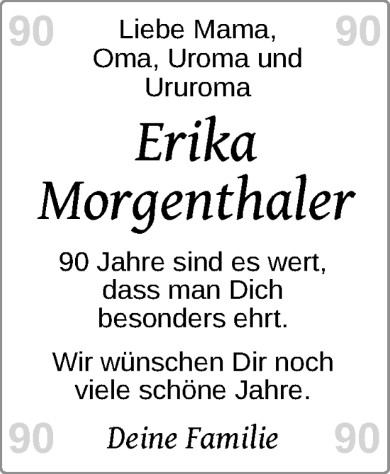 Glückwunschanzeige von Erika Morgenthaler von Nordwest-Zeitung