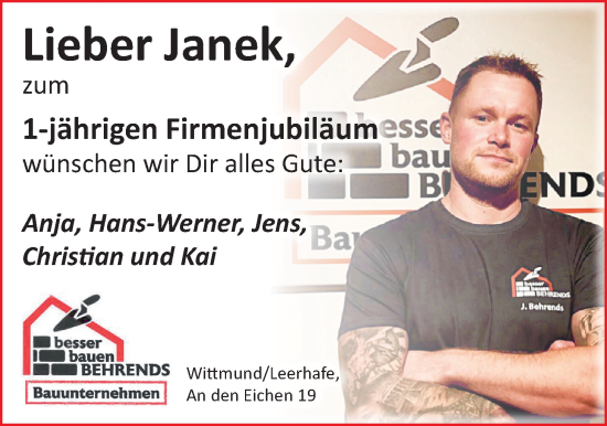 Glückwunschanzeige von Janek  von BM