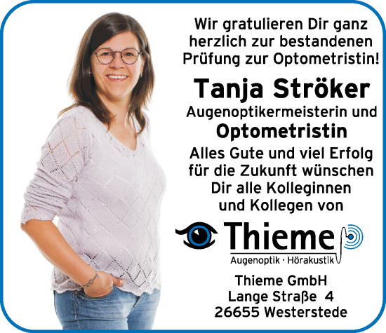 Glückwunschanzeige von Tanja Ströker von Nordwest-Zeitung