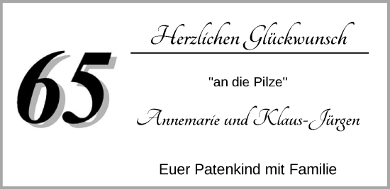 Glückwunschanzeige von Annemarie und Klaus-Jürgen Pilz von Nordwest-Zeitung