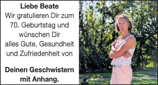 Glückwunschanzeige von Beate  von Nordwest-Zeitung