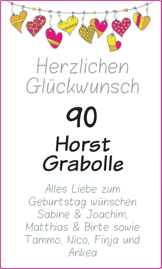 Glückwunschanzeige von Horst Grabolle von BM